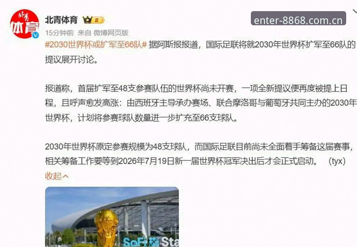 体育官网入口 揭秘世界杯扩军到66队的背后真相——中国男足能否搭上这趟末班车?